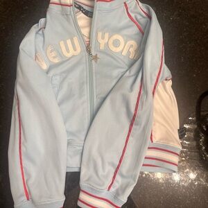 Five Star blue marlin Light Blue Jacket with Red and White Stripes